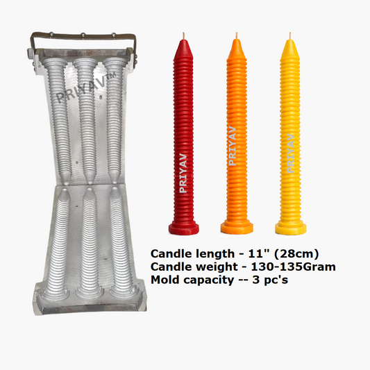 11-Inch, 135-Gram, 3 Pc’s, Spiral Candle Making Mold