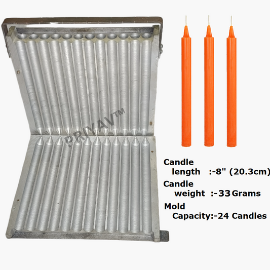 8-Inch (20.3cm), 32/33-Gram, 24 Pc’s, Plain Candle Making Mold