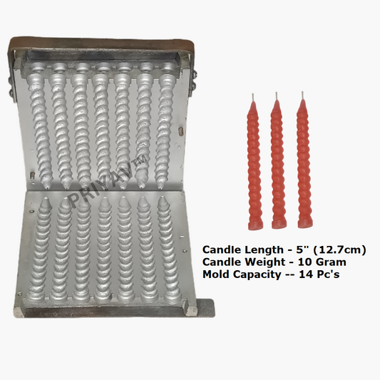 5-Inch, 10-Gram, 14 Pc’s, Spiral Candle Making Mold
