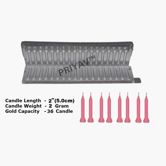 2-Inch, (5.1cm), 2-Gram, 36 Pc’s, Stand Candle Making Mold