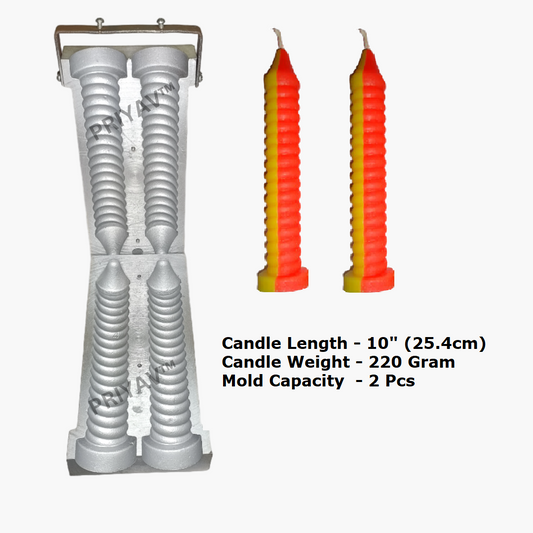 10-Inch, 220-Gram, 2 Pc’s, Spiral Candle Making Mold