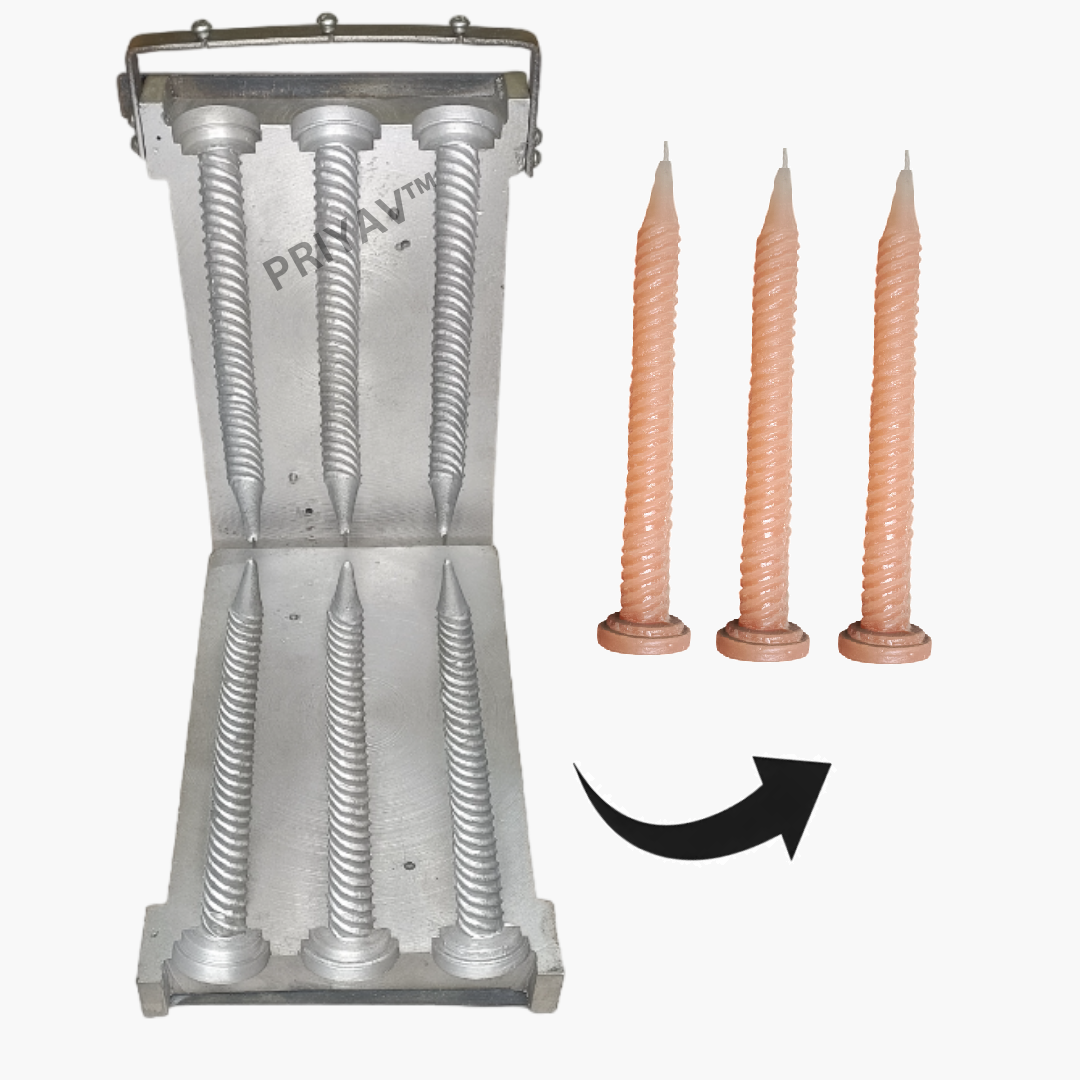 8.5-Inch, 45-Gram, 3 Pc’s, Spiral Candle Making Mold