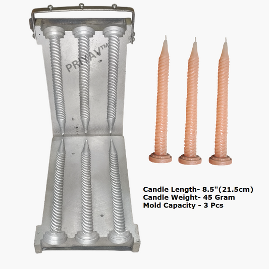 8.5-Inch, 45-Gram, 3 Pc’s, Spiral Candle Making Mold