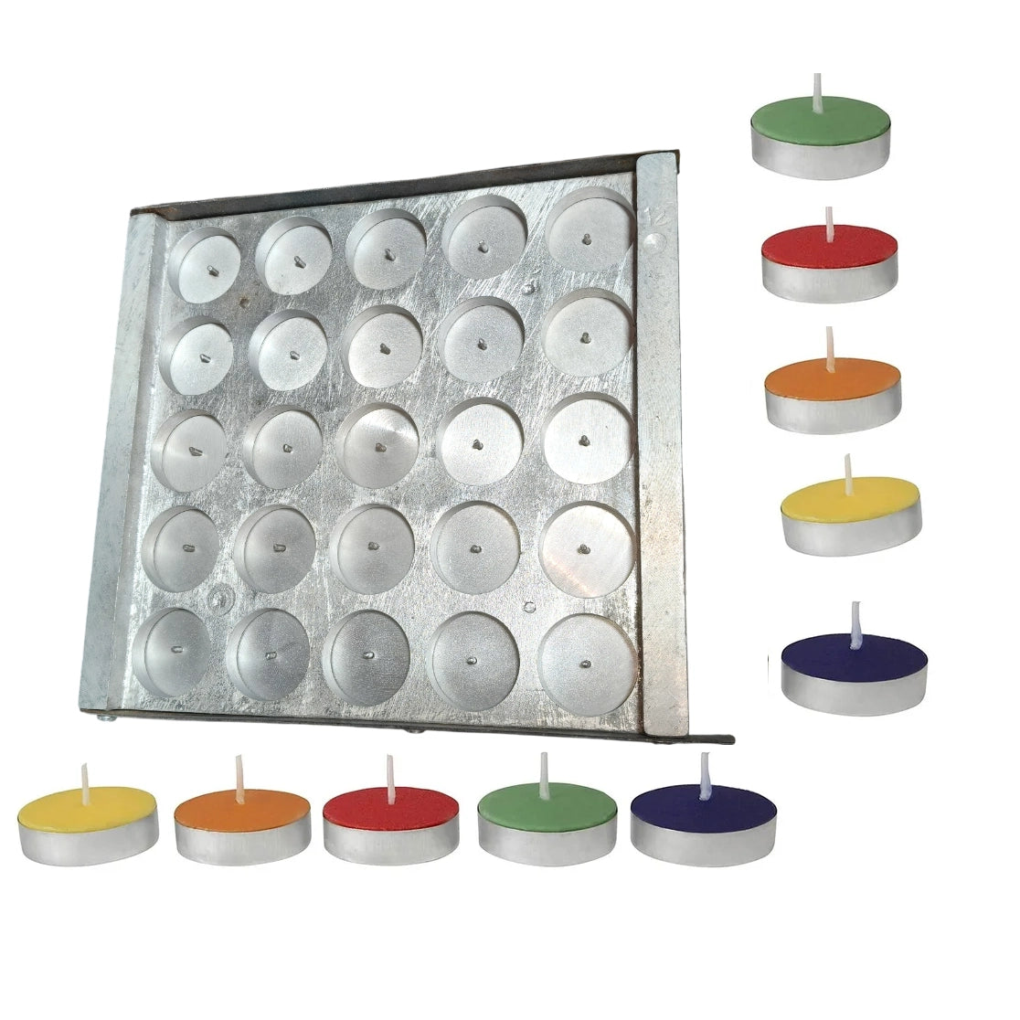 25-Pcs/Cavity- Tea light Candle Making Mold | Tea Light Candle Making Manual Machine