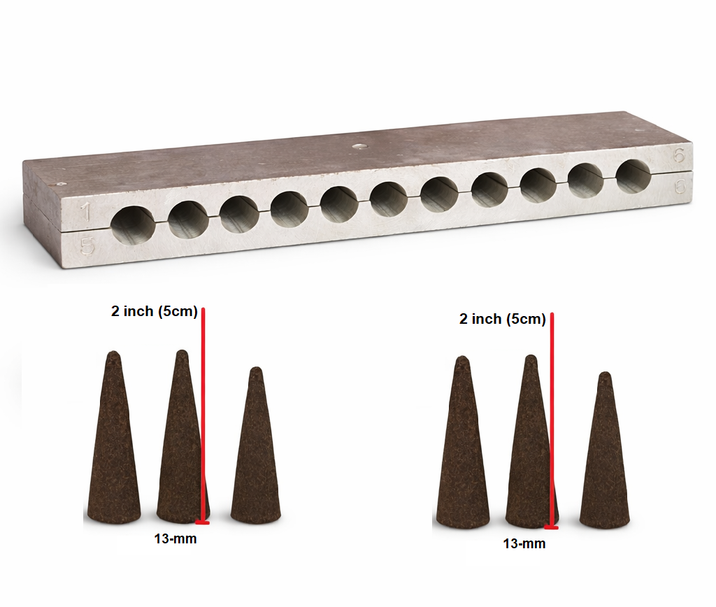 2-inch 12 Pcs Aluminium Dhoop Cone Making Mold for Handmade Dhoop Batti Manufacturing
