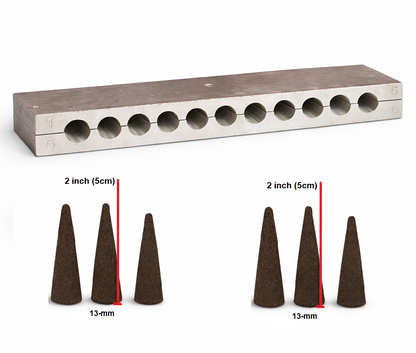 2-inch 12 Pcs Aluminium Dhoop Cone Making Mold for Handmade Dhoop Batti Manufacturing