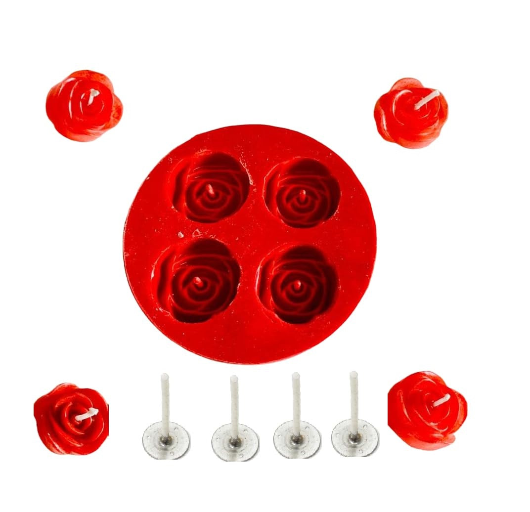 Rose Tea light candle Mould- Silicone +50 Pcs Wick