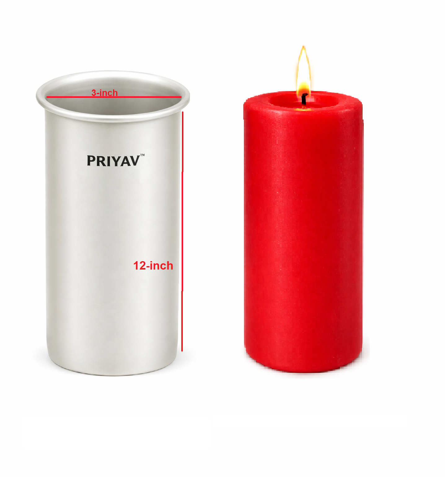 3 x 12-inch Pillar Candle Mould – Aluminium