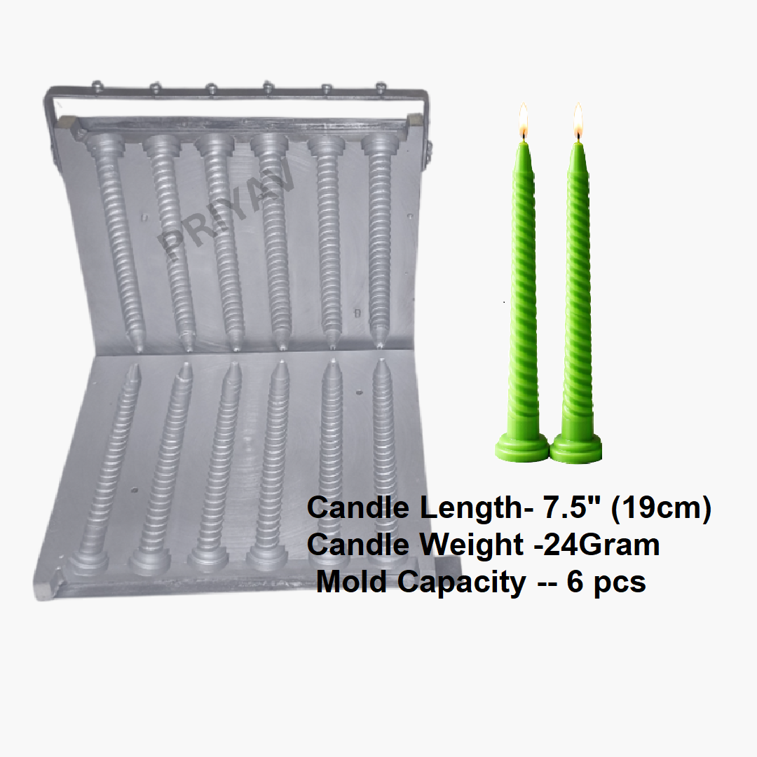 7.5-Inch, 24-Gram, 6 Pc’s, Spiral Candle Making Mold