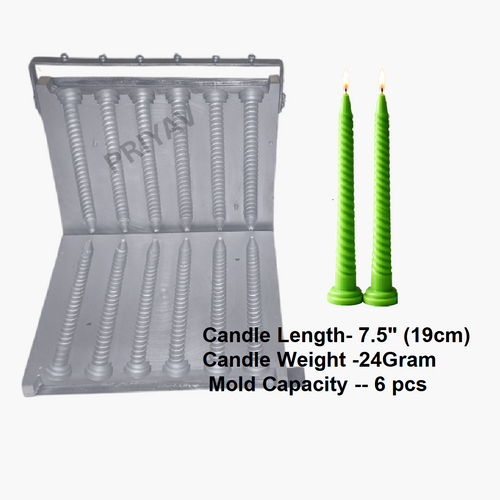 7.5-Inch, 24-Gram, 6 Pc’s, Spiral Candle Making Mold