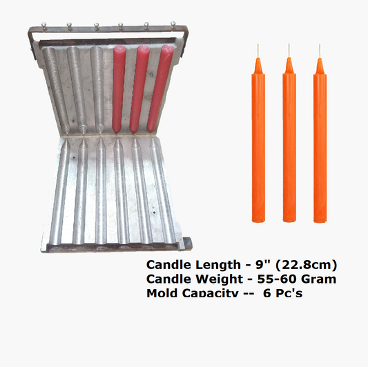9-Inch (22.8cm), 55-60-Gram, 6 Pc’s, Plain Candle Making Mold