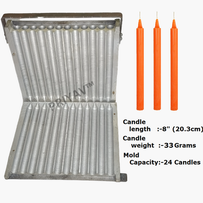 8-Inch (20.3cm), 32/33-Gram, 24 Pc’s, Plain Candle Making Mold