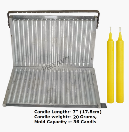 7-Inch (17.8cm), 20-Gram, 36 Pc’s, Plain Candle Making Mold