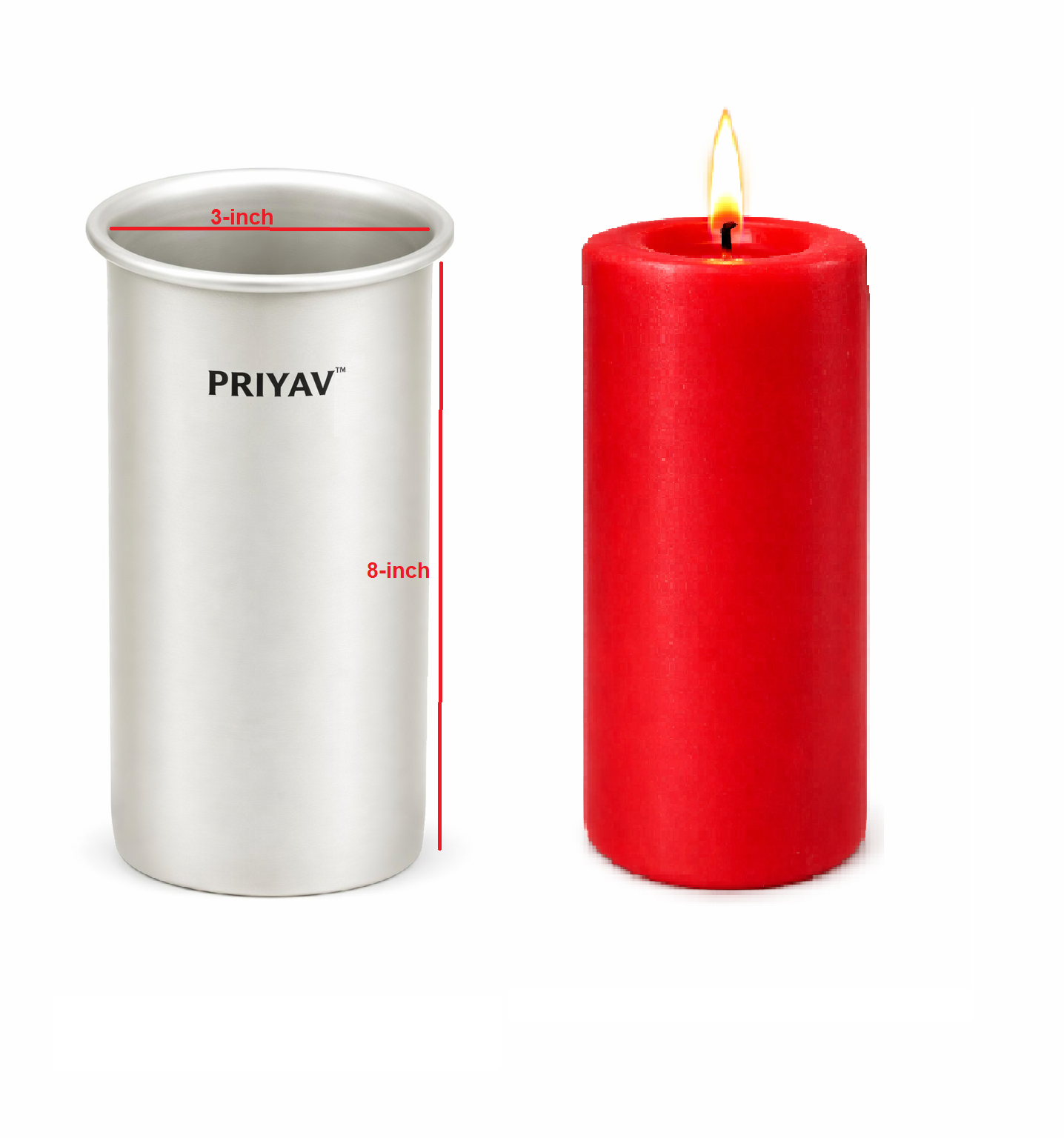 3 x 8-inch Pillar Candle Mould – Aluminium