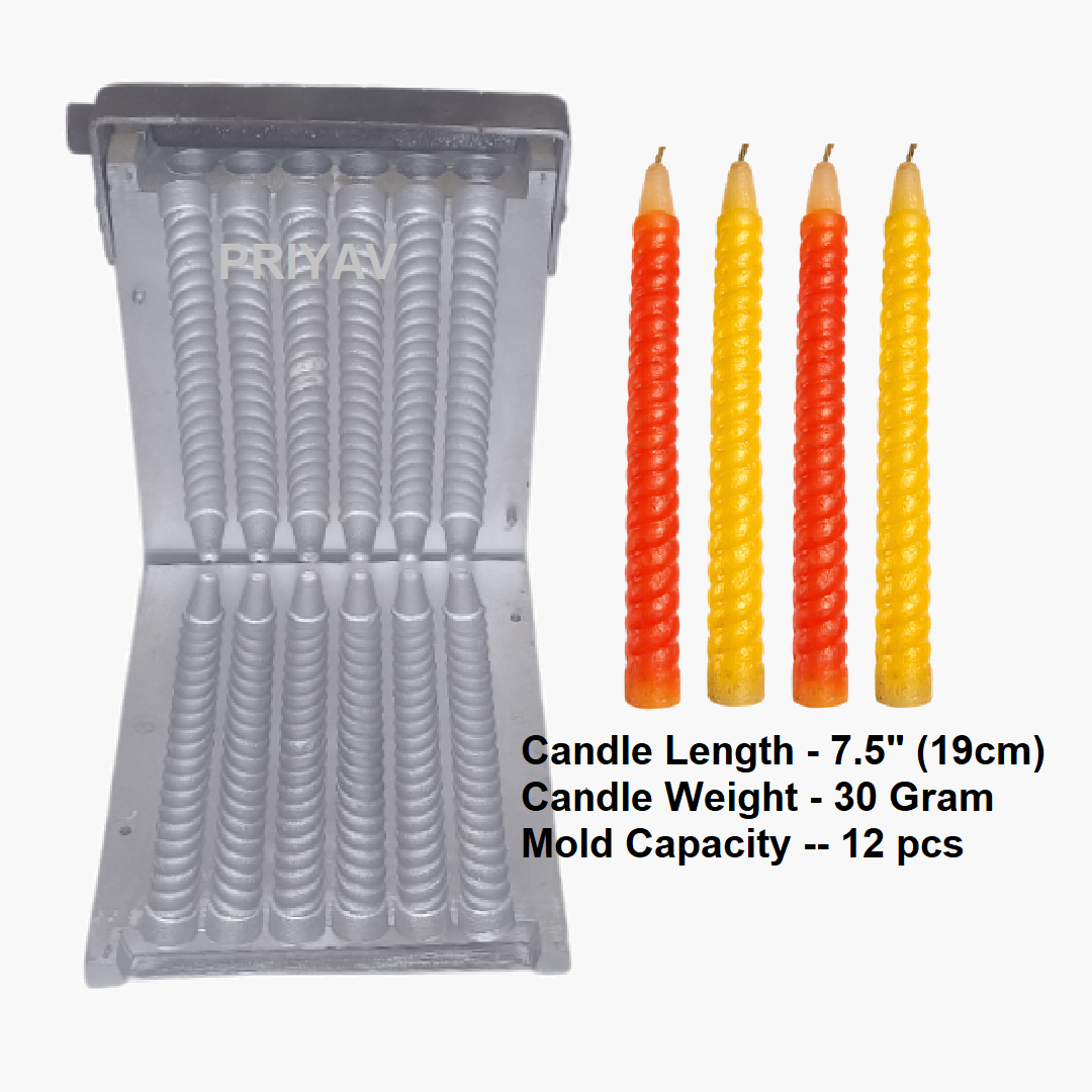 7.5-Inch, 30-Gram, 12-Pc’s, Spiral Candle Making Mold