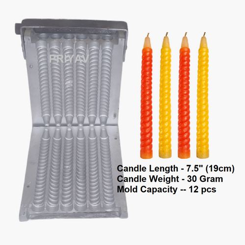 7.5-Inch, 30-Gram, 12-Pc’s, Spiral Candle Making Mold