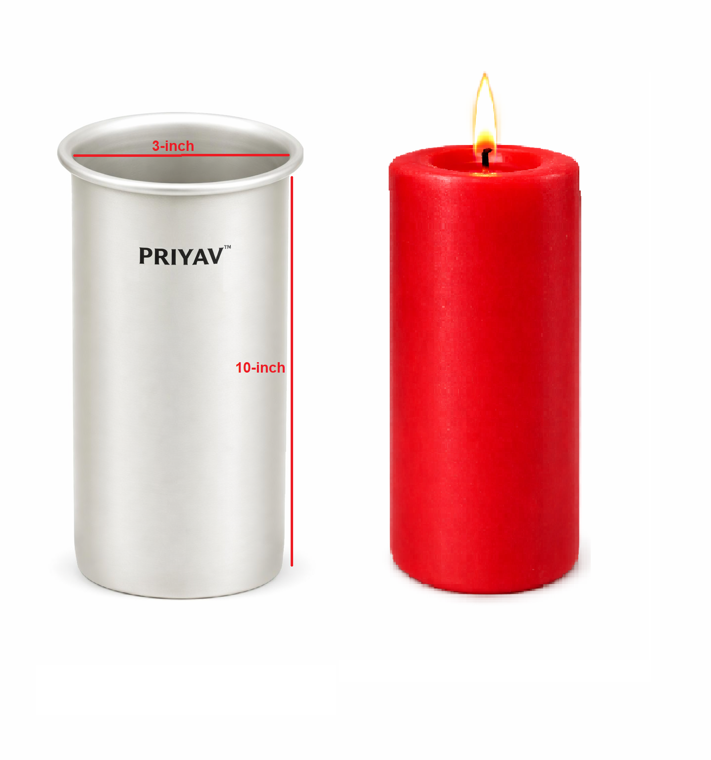 3 x 10 -inch Pillar Candle Mould – Aluminium