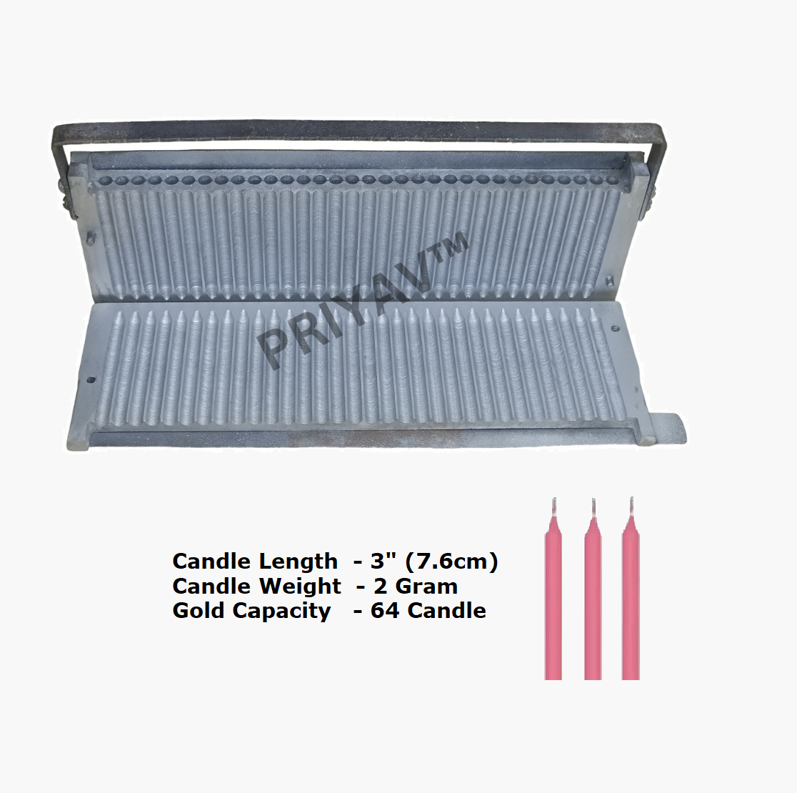 3 Inch (7.6cm), 2-Gram, 64 Pc’s, Plain Candle Making Mold