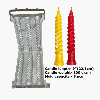 9-Inch, 100-Gram, 3 Pc’s, Spiral Candle Making Mold