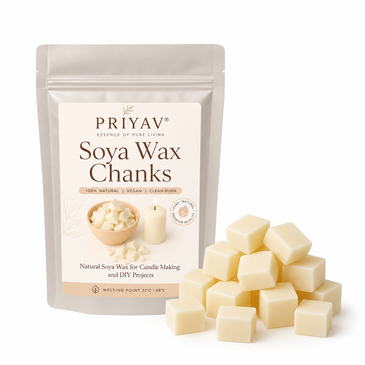 Soya Wax Chunks for Candle Making | Fancy, Fragrance, Jar & Tealight Candle Wax