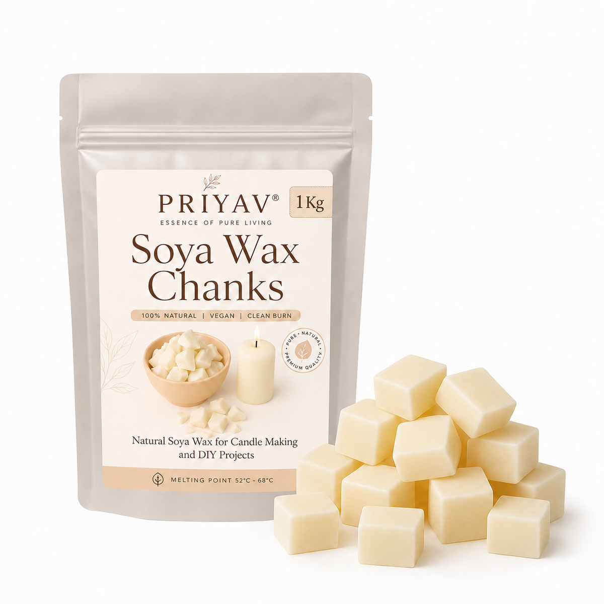 Soya Wax Chunks for Candle Making | Fancy, Fragrance, Jar & Tealight Candle Wax