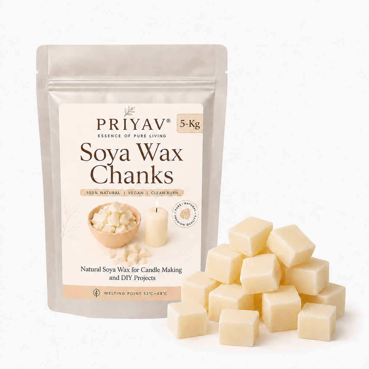 Soya Wax Chunks for Candle Making | Fancy, Fragrance, Jar & Tealight Candle Wax