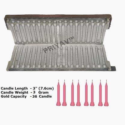 3 Inch (7.6cm), 3-Gram, 36 Pc’s, Stand Candle Making Mold