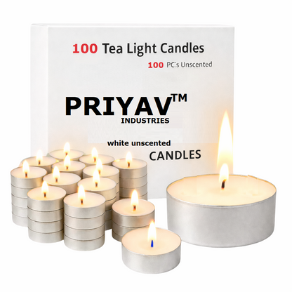 Pack of 100 tea light candles for events and weddings