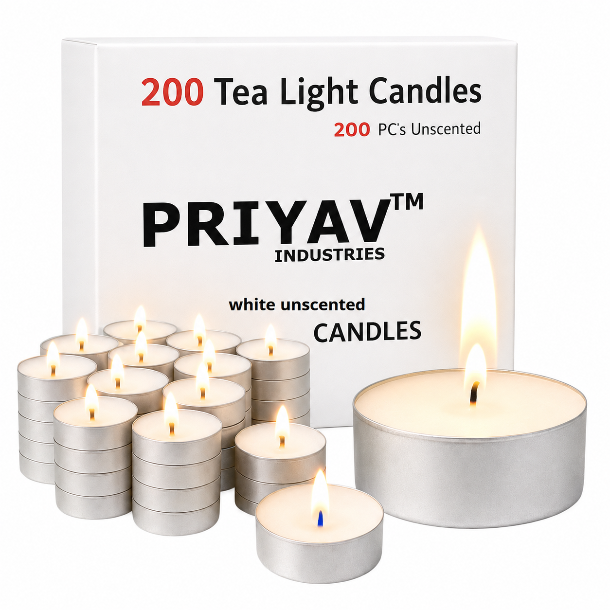 Pack of 200 tea light candles for bulk festive decoration