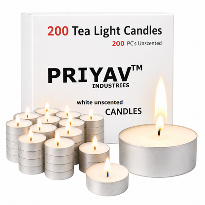 Pack of 200 tea light candles for bulk festive decoration