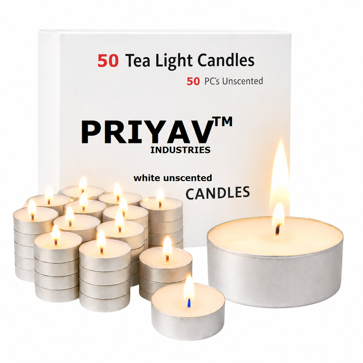 Pack of 50 tea light candles for Diwali decoration