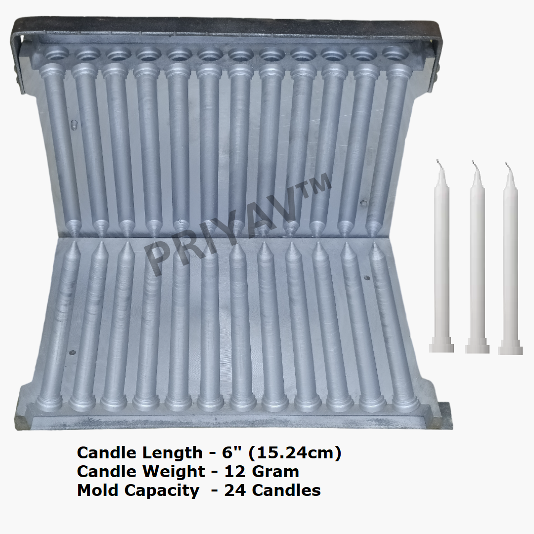 6-Inch 12-Gram, 24 Pc’s, Stand Candle Making Mold